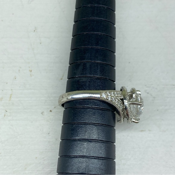 Sterling Silver 925 PAJ Spiral Stair Halo Ring With Large CZ Set Size 7 - Picture 5 of 15